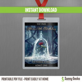 Beauty and the Beast VIP Pass Birthday Invitation